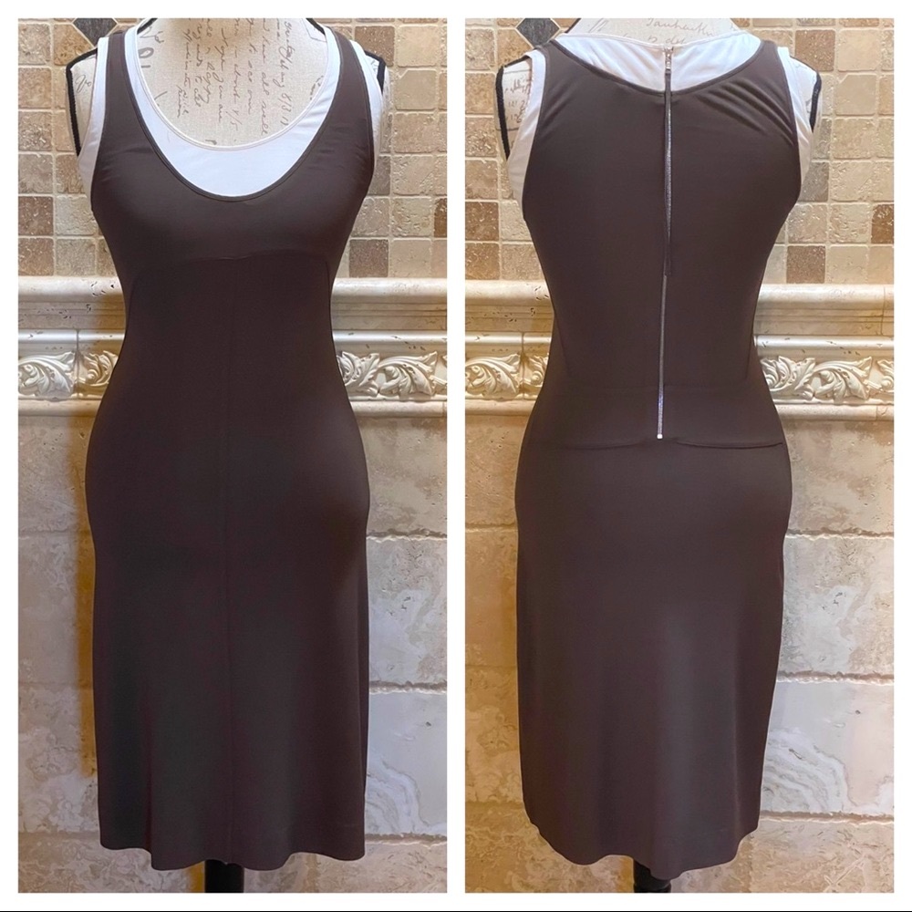 Narciso Rodriguez taupe evening dress